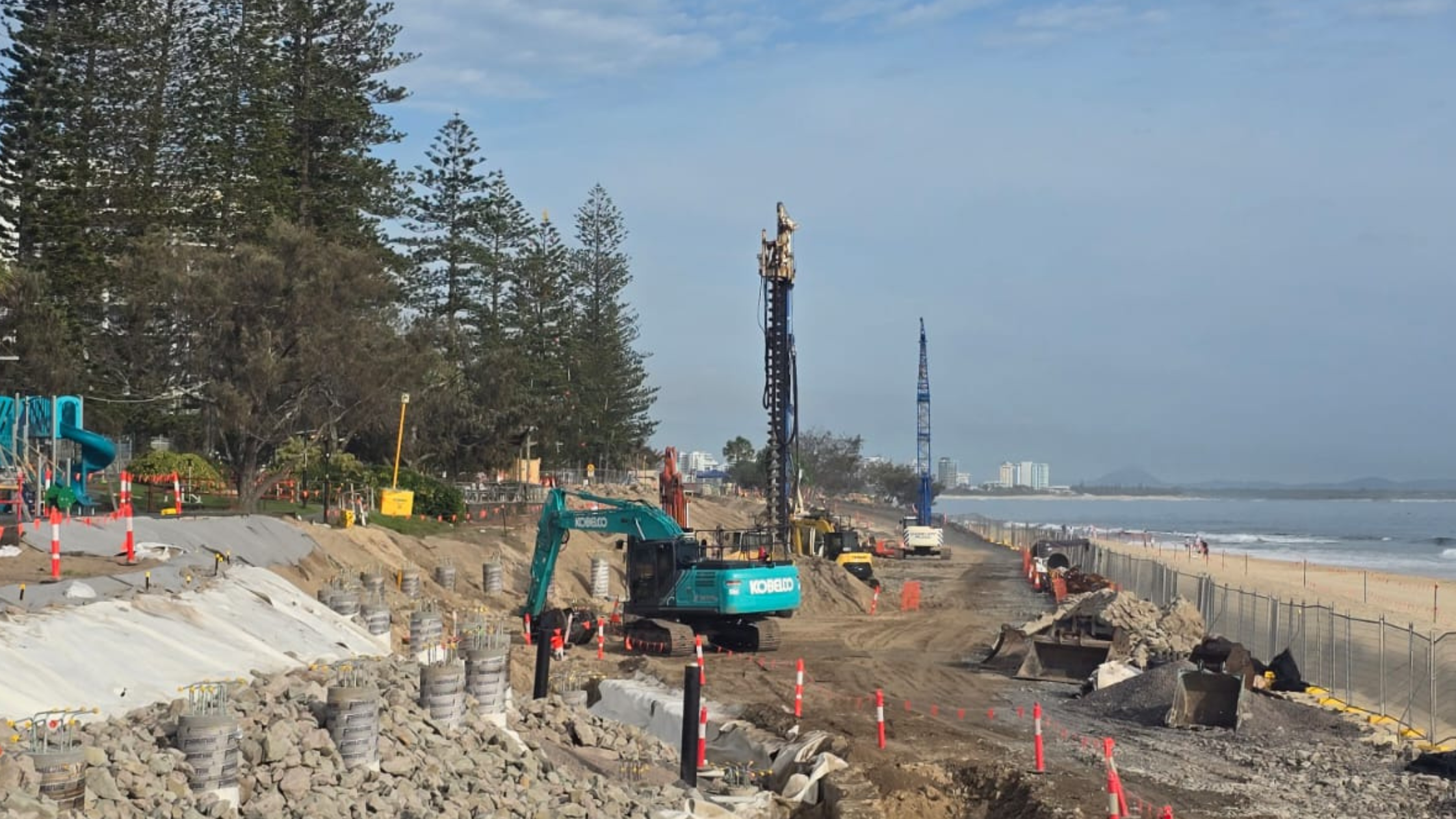excavator on beach